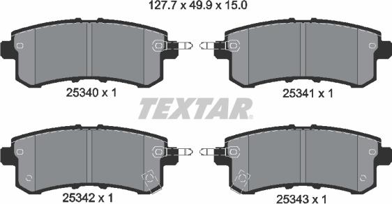 Textar 2534001 - Гальмівні колодки, дискові гальма autozip.com.ua