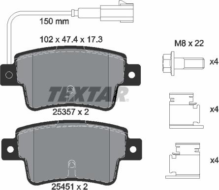 Textar 2535701 - Гальмівні колодки, дискові гальма autozip.com.ua