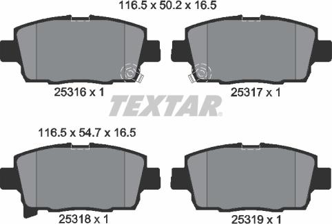 Textar 2531601 - Гальмівні колодки, дискові гальма autozip.com.ua