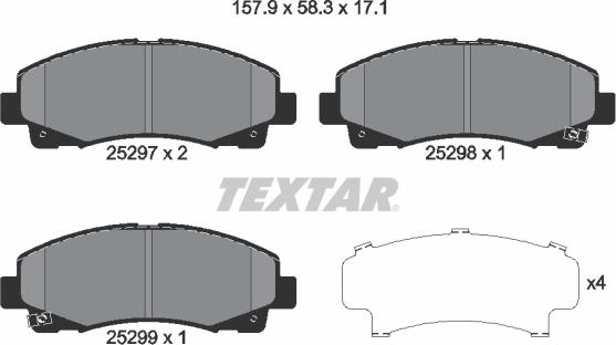 Textar 2529701 - Гальмівні колодки, дискові гальма autozip.com.ua