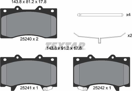 Textar 2524001 - Гальмівні колодки, дискові гальма autozip.com.ua