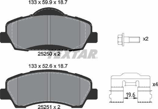 Textar 2525001 - Гальмівні колодки, дискові гальма autozip.com.ua