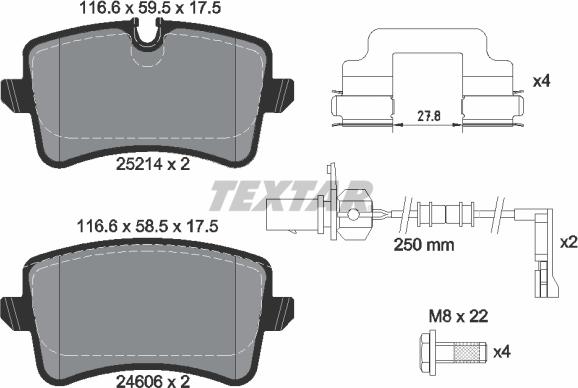 Textar 2521404 - Гальмівні колодки, дискові гальма autozip.com.ua