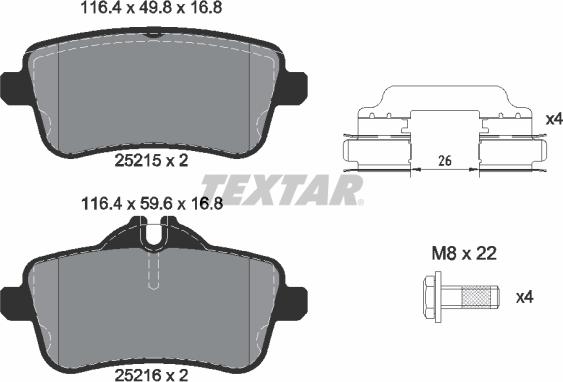 Textar 2521509 - Гальмівні колодки, дискові гальма autozip.com.ua