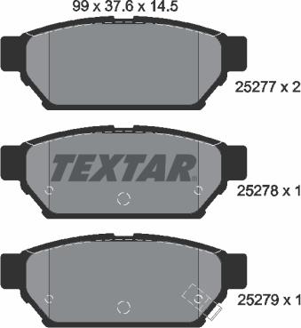 Textar 2527701 - Гальмівні колодки, дискові гальма autozip.com.ua