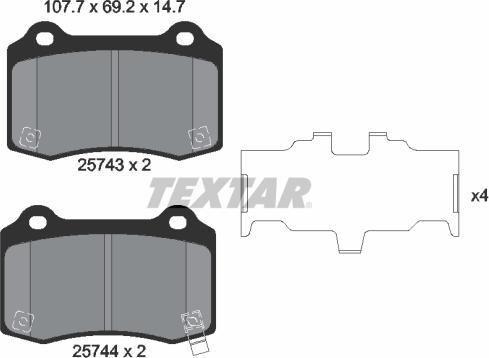 Textar 2574301-3347-00 - Комплект гальм, дисковий гальмівний механізм autozip.com.ua