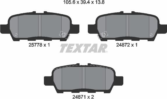 Textar 2577801 - Гальмівні колодки, дискові гальма autozip.com.ua