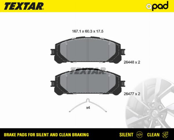 Textar 2644801SC - Гальмівні колодки, дискові гальма autozip.com.ua