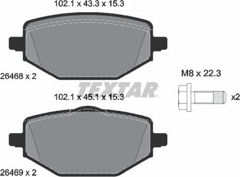 Textar 2646801 - Гальмівні колодки, дискові гальма autozip.com.ua