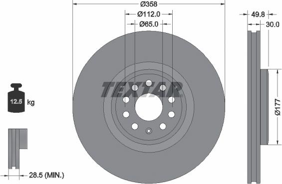Textar 2640701-3375-00 - Комплект гальм, дисковий гальмівний механізм autozip.com.ua