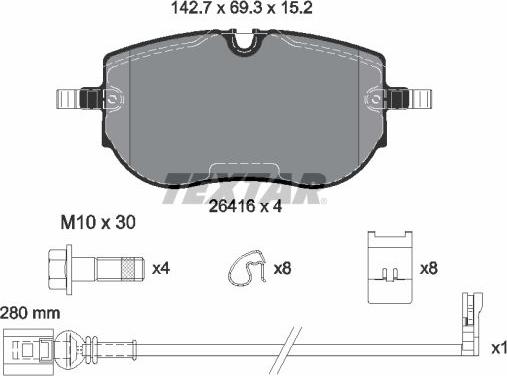 Textar 2641601-3374-00 - Комплект гальм, дисковий гальмівний механізм autozip.com.ua