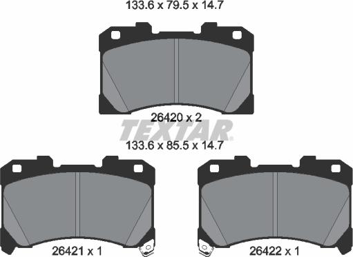 Textar 2642001 - Гальмівні колодки, дискові гальма autozip.com.ua