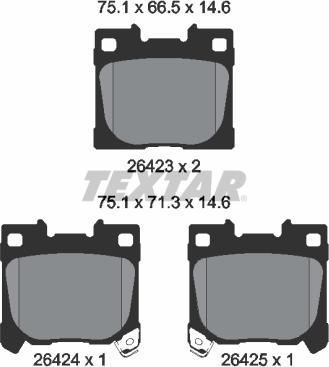 Textar 2642301 - Гальмівні колодки, дискові гальма autozip.com.ua