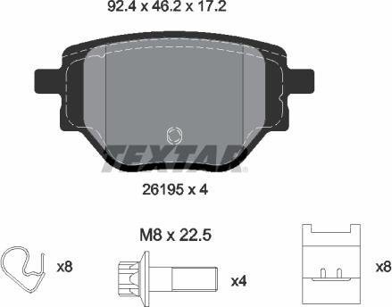 Textar 2619501 - Гальмівні колодки, дискові гальма autozip.com.ua