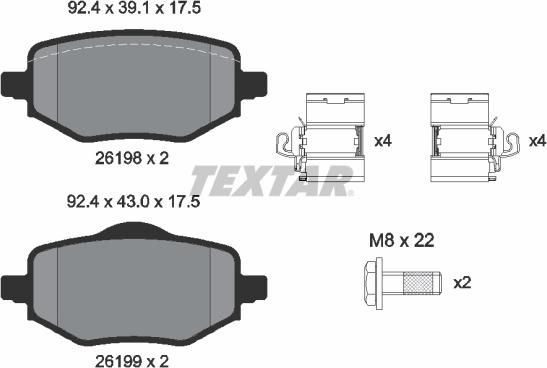 Textar 2619801 - Гальмівні колодки, дискові гальма autozip.com.ua