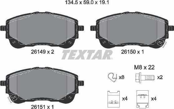 Textar 2614901 - Гальмівні колодки, дискові гальма autozip.com.ua