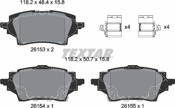 Textar 2615301 - Гальмівні колодки, дискові гальма autozip.com.ua