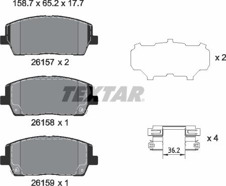 Textar 2615701 - Гальмівні колодки, дискові гальма autozip.com.ua