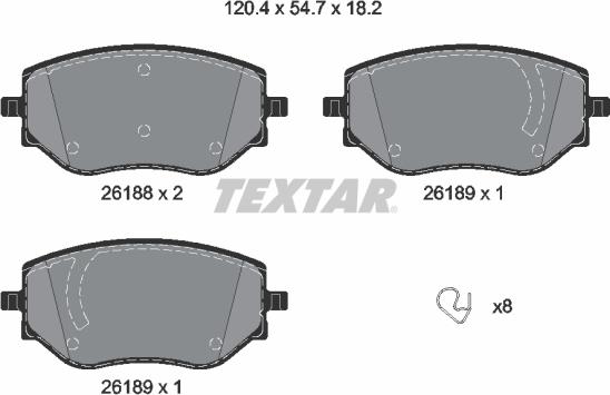 Textar 2618801 - Гальмівні колодки, дискові гальма autozip.com.ua