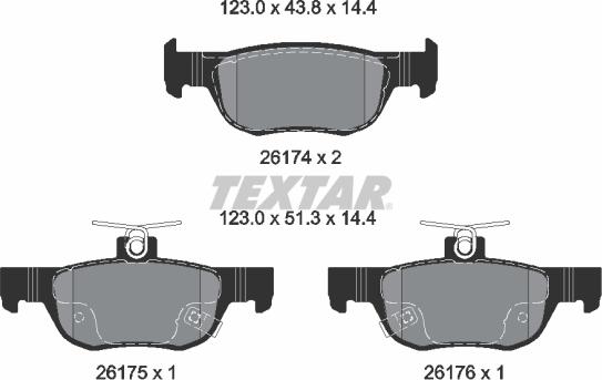 Textar 2617401 - Гальмівні колодки, дискові гальма autozip.com.ua