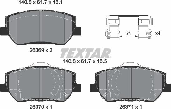 Textar 2636901 - Гальмівні колодки, дискові гальма autozip.com.ua