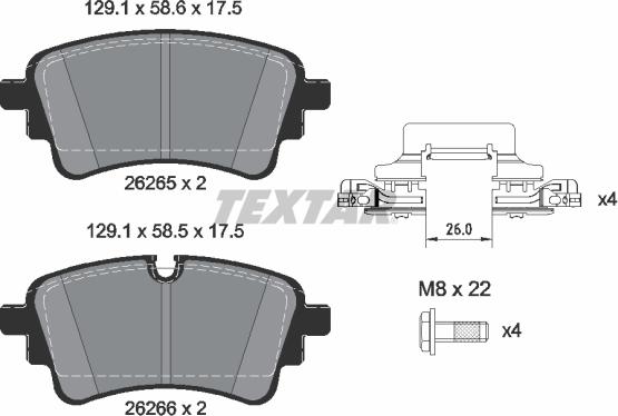 Textar 2626501 - Гальмівні колодки, дискові гальма autozip.com.ua