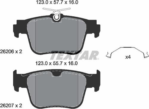 Textar 2620601 - Гальмівні колодки, дискові гальма autozip.com.ua