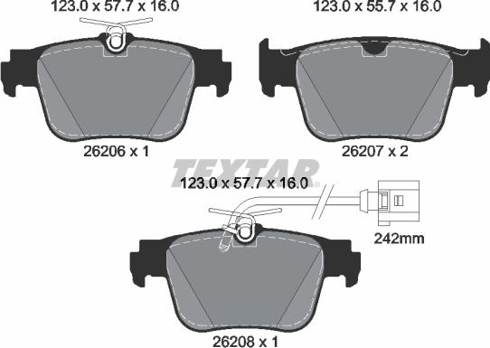 Textar 2620603 - Гальмівні колодки, дискові гальма autozip.com.ua