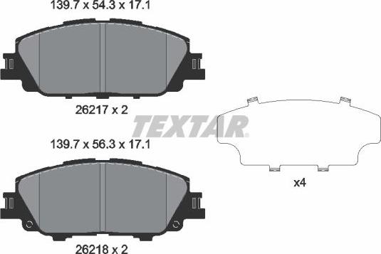 Textar 2621701 - Гальмівні колодки, дискові гальма autozip.com.ua