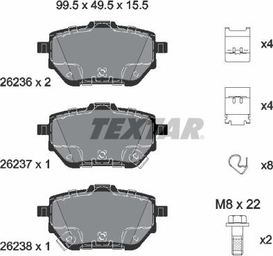 Textar 2623601 - Гальмівні колодки, дискові гальма autozip.com.ua