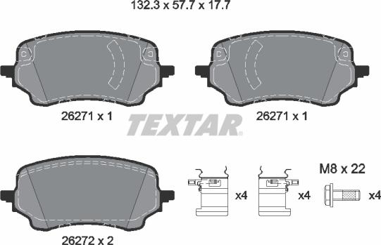 Textar 2627101 - Гальмівні колодки, дискові гальма autozip.com.ua