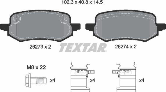 Textar 2627301 - Гальмівні колодки, дискові гальма autozip.com.ua