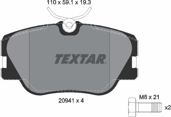 Textar 2094102 - Гальмівні колодки, дискові гальма autozip.com.ua