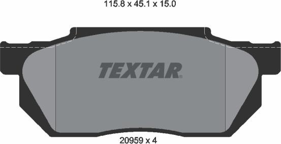 Textar 2095901 - Гальмівні колодки, дискові гальма autozip.com.ua