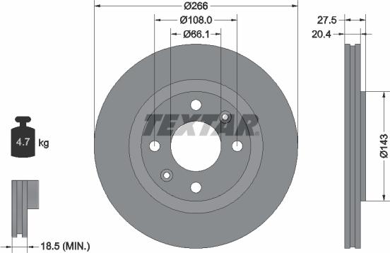 Textar 92048103 - Гальмівний диск autozip.com.ua