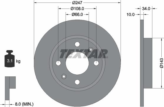 Textar 89001500 - Комплект гальм, дисковий гальмівний механізм autozip.com.ua
