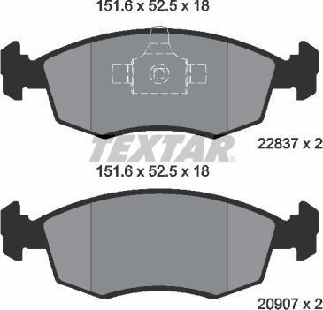 Textar 2090704 - Гальмівні колодки, дискові гальма autozip.com.ua
