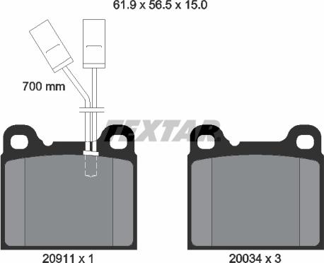 Textar 2091101 - Гальмівні колодки, дискові гальма autozip.com.ua