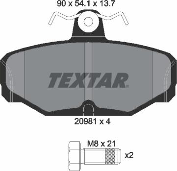 Textar 2098101 - Гальмівні колодки, дискові гальма autozip.com.ua