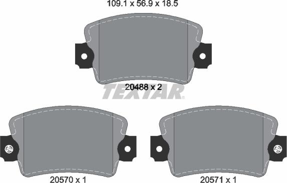 Textar 2048802 - Гальмівні колодки, дискові гальма autozip.com.ua