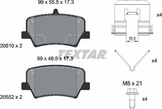 Textar 2051001 - Гальмівні колодки, дискові гальма autozip.com.ua