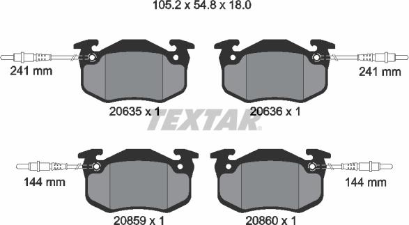 Textar 2063503 - Гальмівні колодки, дискові гальма autozip.com.ua