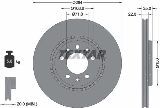 Textar 92287103 - Гальмівний диск autozip.com.ua