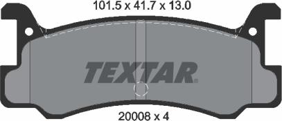 Textar 2000801 - Гальмівні колодки, дискові гальма autozip.com.ua