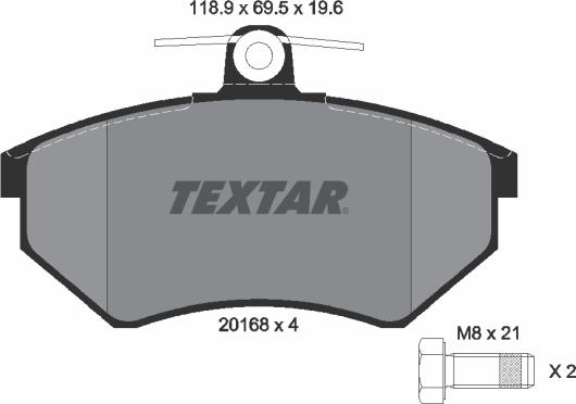Textar 2016804 - Гальмівні колодки, дискові гальма autozip.com.ua