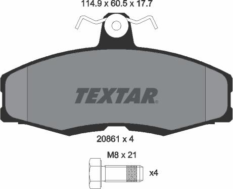 Textar 2086105 - Гальмівні колодки, дискові гальма autozip.com.ua