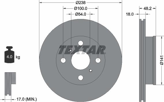 Textar 2087001-0558-00 - Комплект гальм, дисковий гальмівний механізм autozip.com.ua
