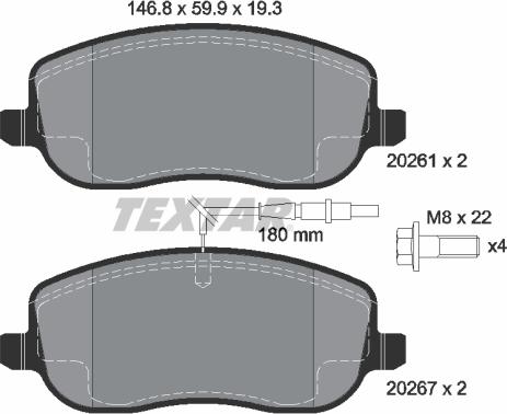 Textar 89008800 - Комплект гальм, дисковий гальмівний механізм autozip.com.ua