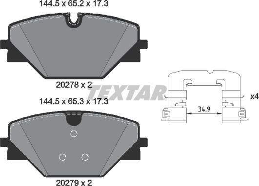 Textar 2027801 - Гальмівні колодки, дискові гальма autozip.com.ua