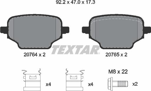 Textar 2076401 - Гальмівні колодки, дискові гальма autozip.com.ua